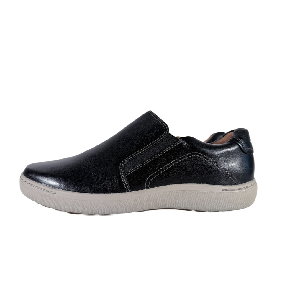 Clarks Nalle Stride Black leather slip on sneakersβ flat work casual shoes 7.5W